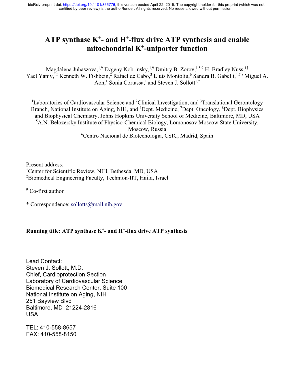 ATP Synthase K+- and H+-Flux Drive ATP Synthesis and Enable Mitochondrial K+-Uniporter Function