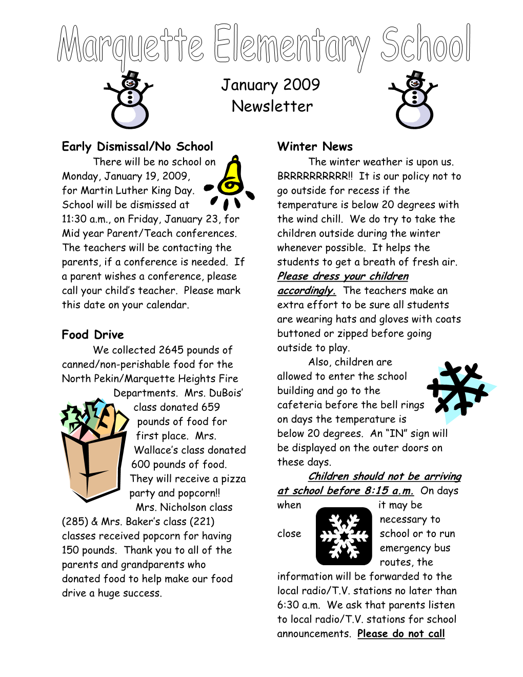 January 2009 Newsletter