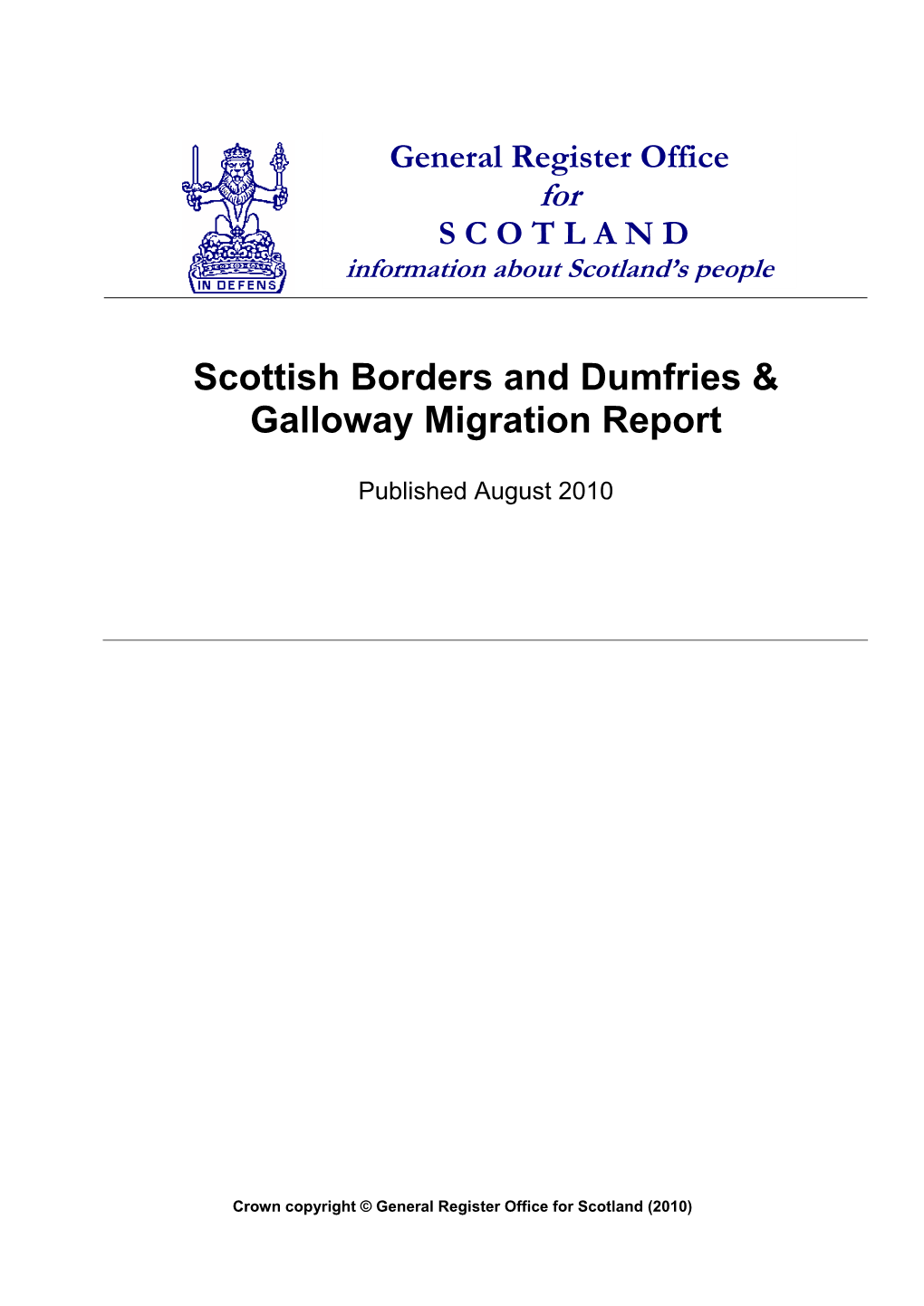 Scottish Borders Dumfries Galloway Migration Report