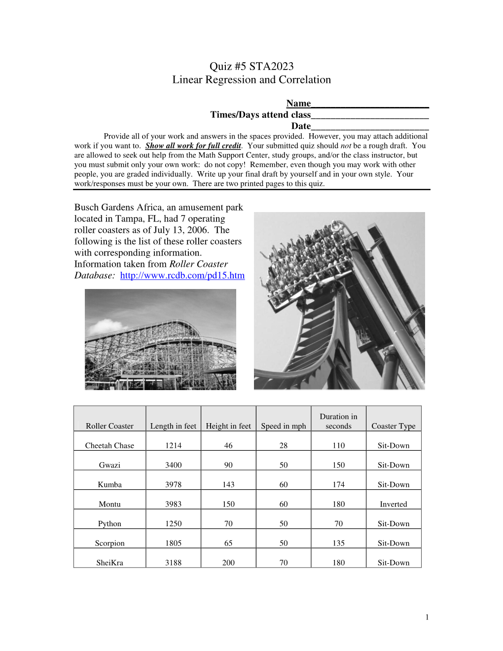 Quiz 5 Linear Regression, Correlation