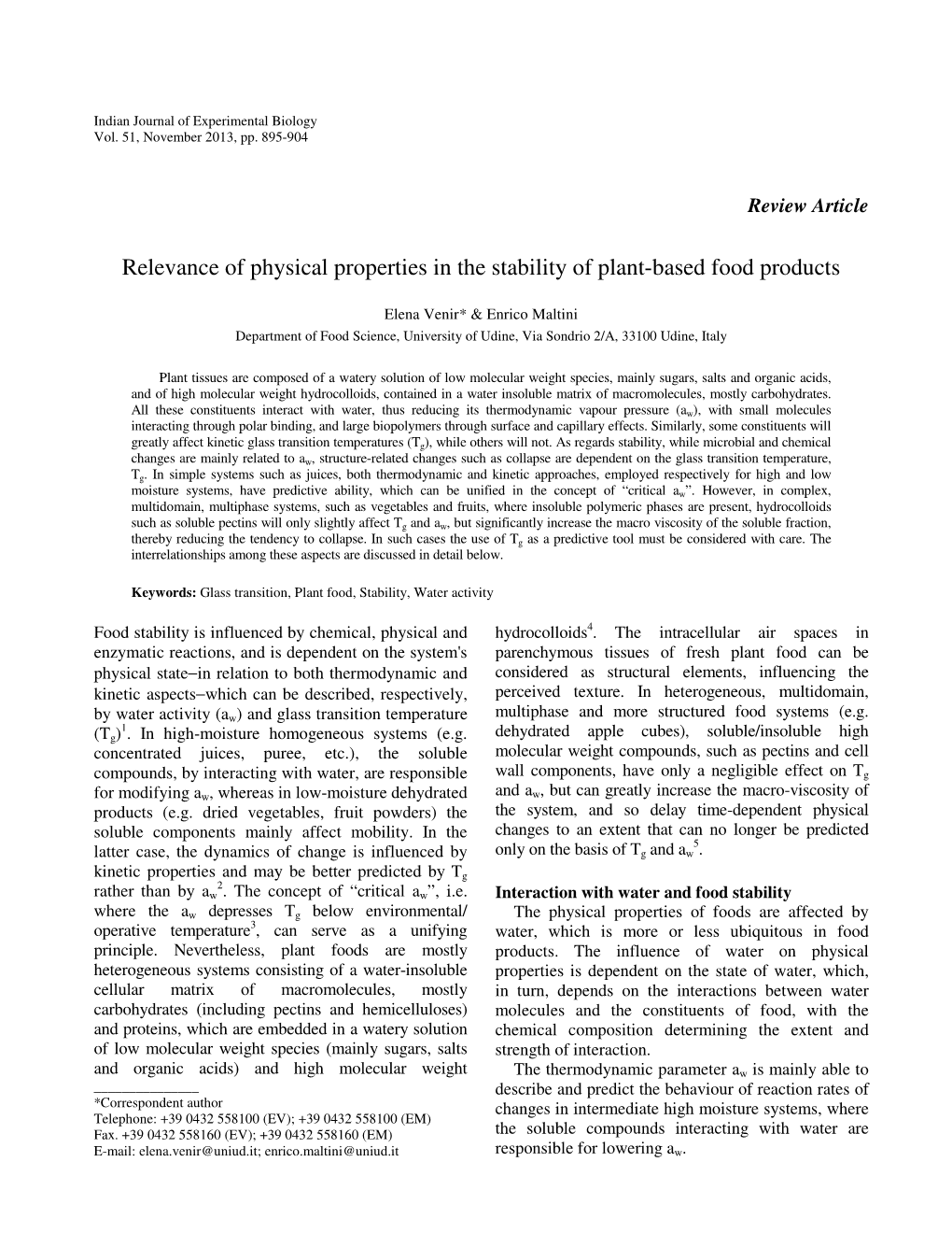 Relevance of Physical Properties in the Stability of Plant-Based Food Products