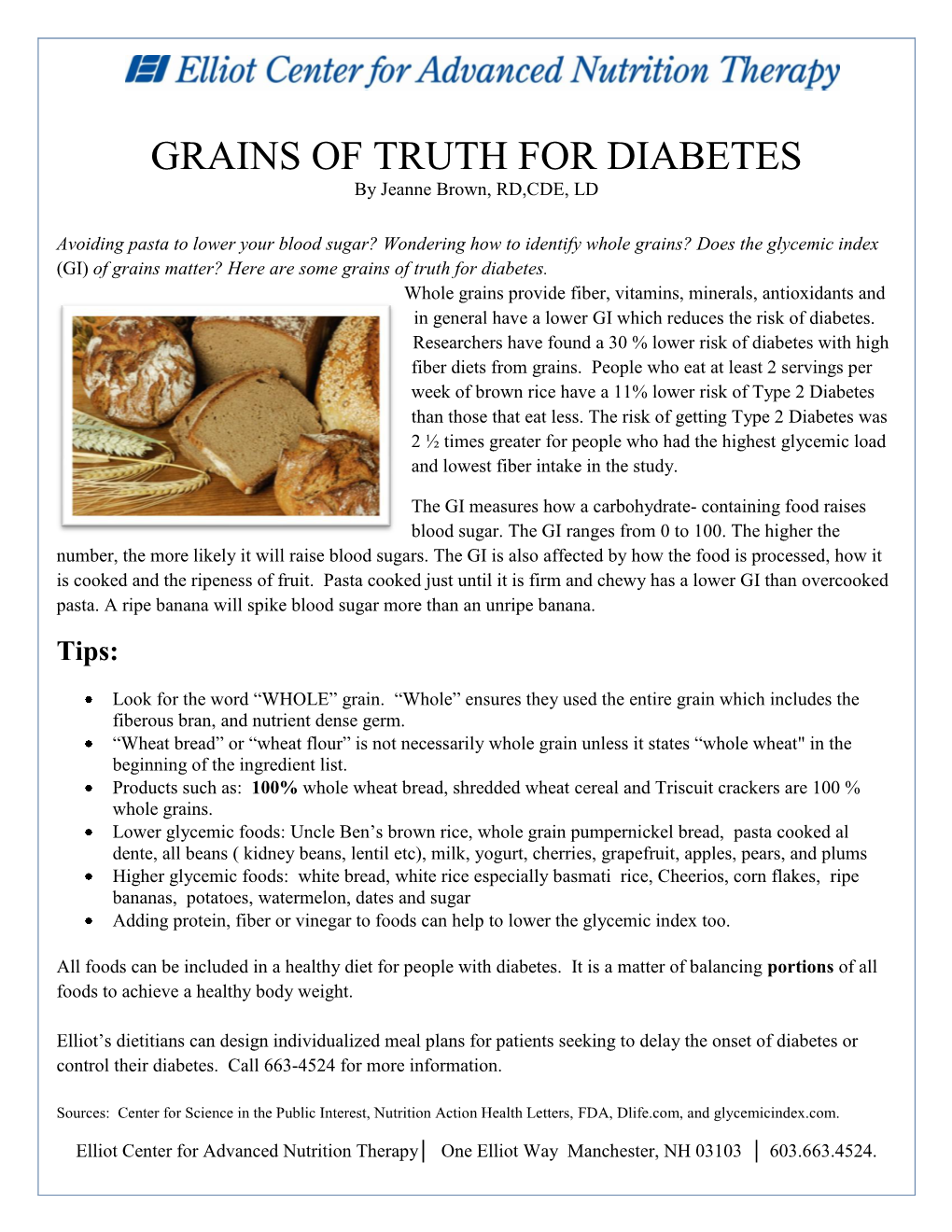 GRAINS of TRUTH for DIABETES by Jeanne Brown, RD,CDE, LD