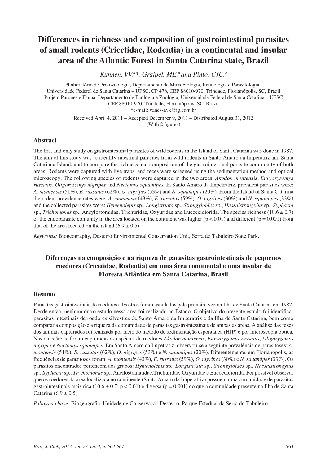 Differences in Richness and Composition of Gastrointestinal