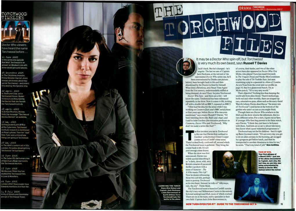 TORCHWOOD T I M E L I N E DRAMA I 2 K S 2 Sunday BBC3, Wednesday BBC2 ~*T0&> ' 