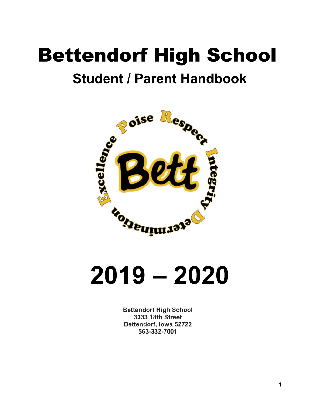 Bettendorf High School Student / Parent Handbook