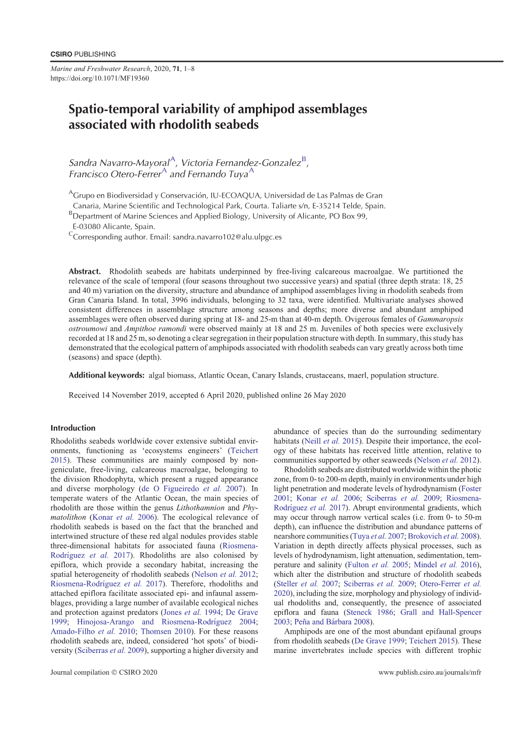 Spatio-Temporal Variability of Amphipod Assemblages Associated with Rhodolith Seabeds