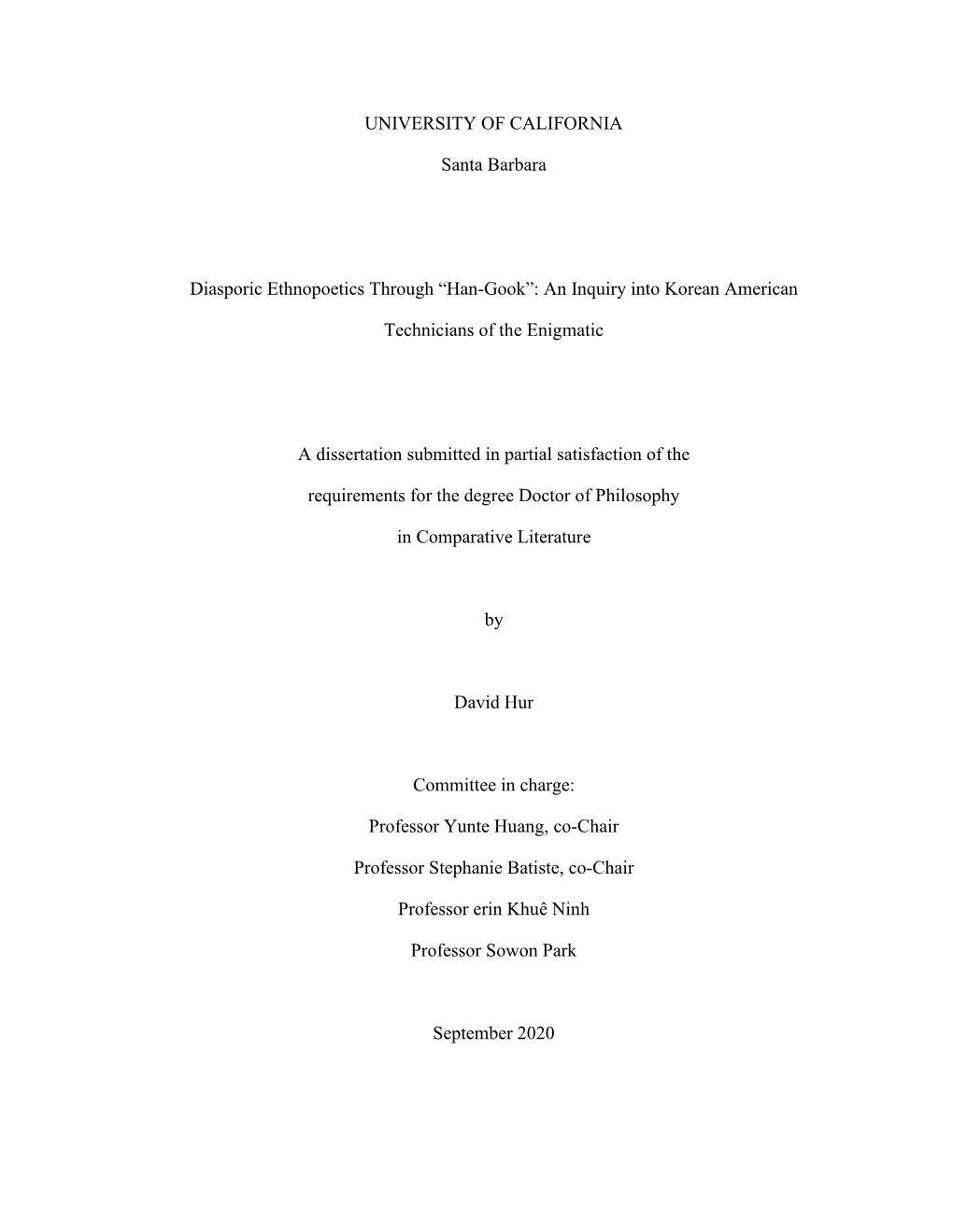 UC Santa Barbara Dissertation Template