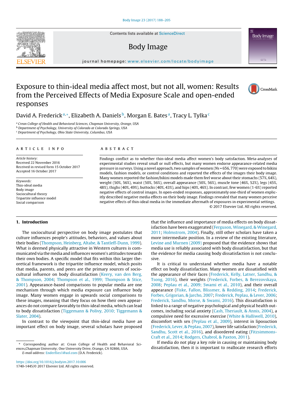 Exposure to Thin-Ideal Media Affect Most, but Not All, Women: Results