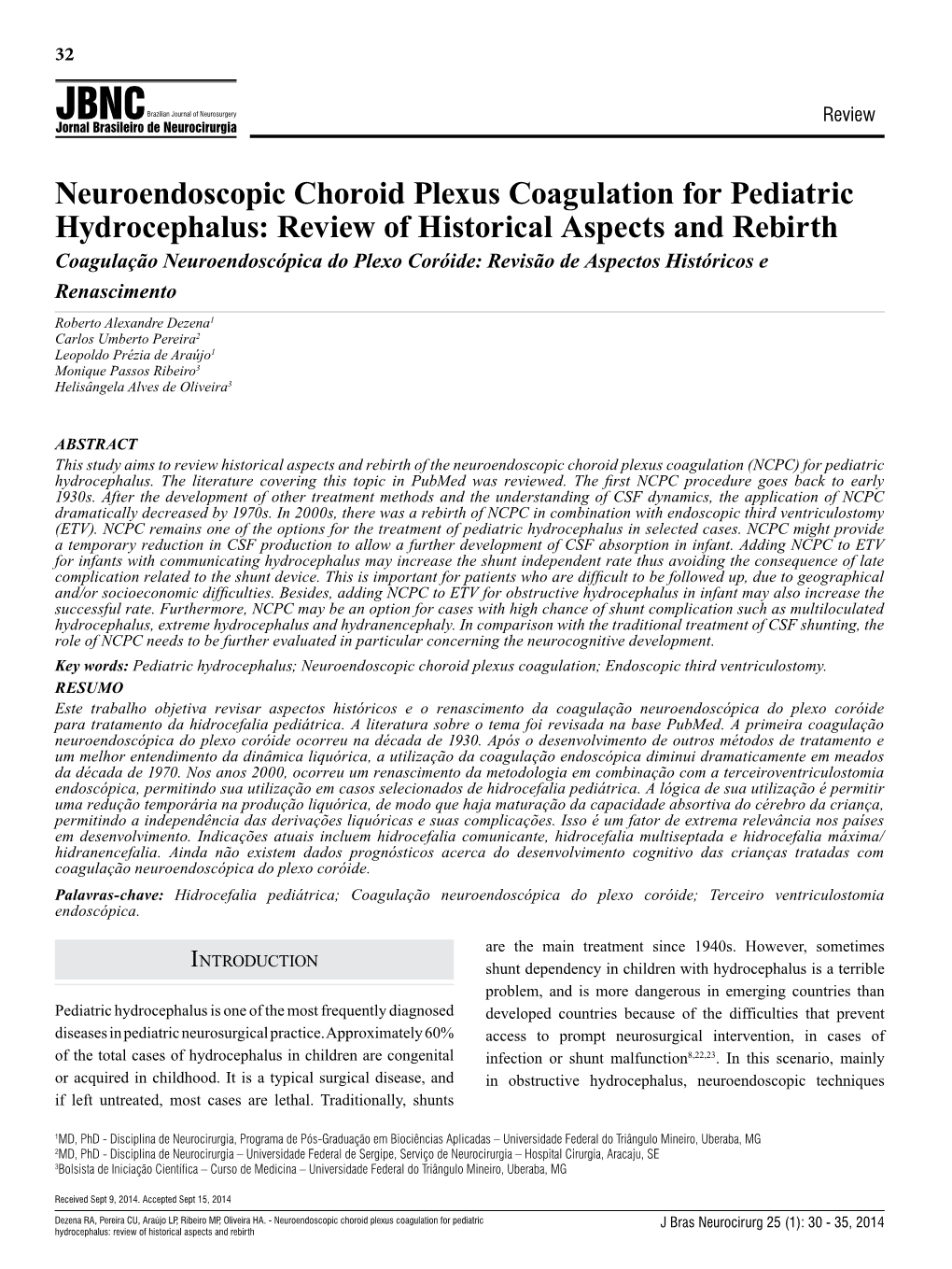 Neuroendoscopic Choroid Plexus Coagulation for Pediatric Hydrocephalus