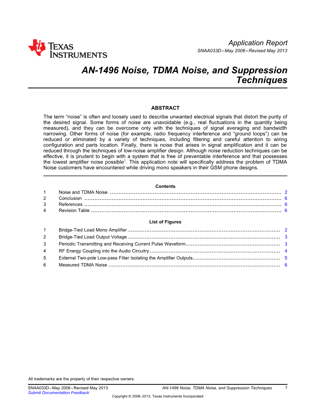 AN-1496 Noise, TDMA Noise, and Suppression Techniques (Rev. D)