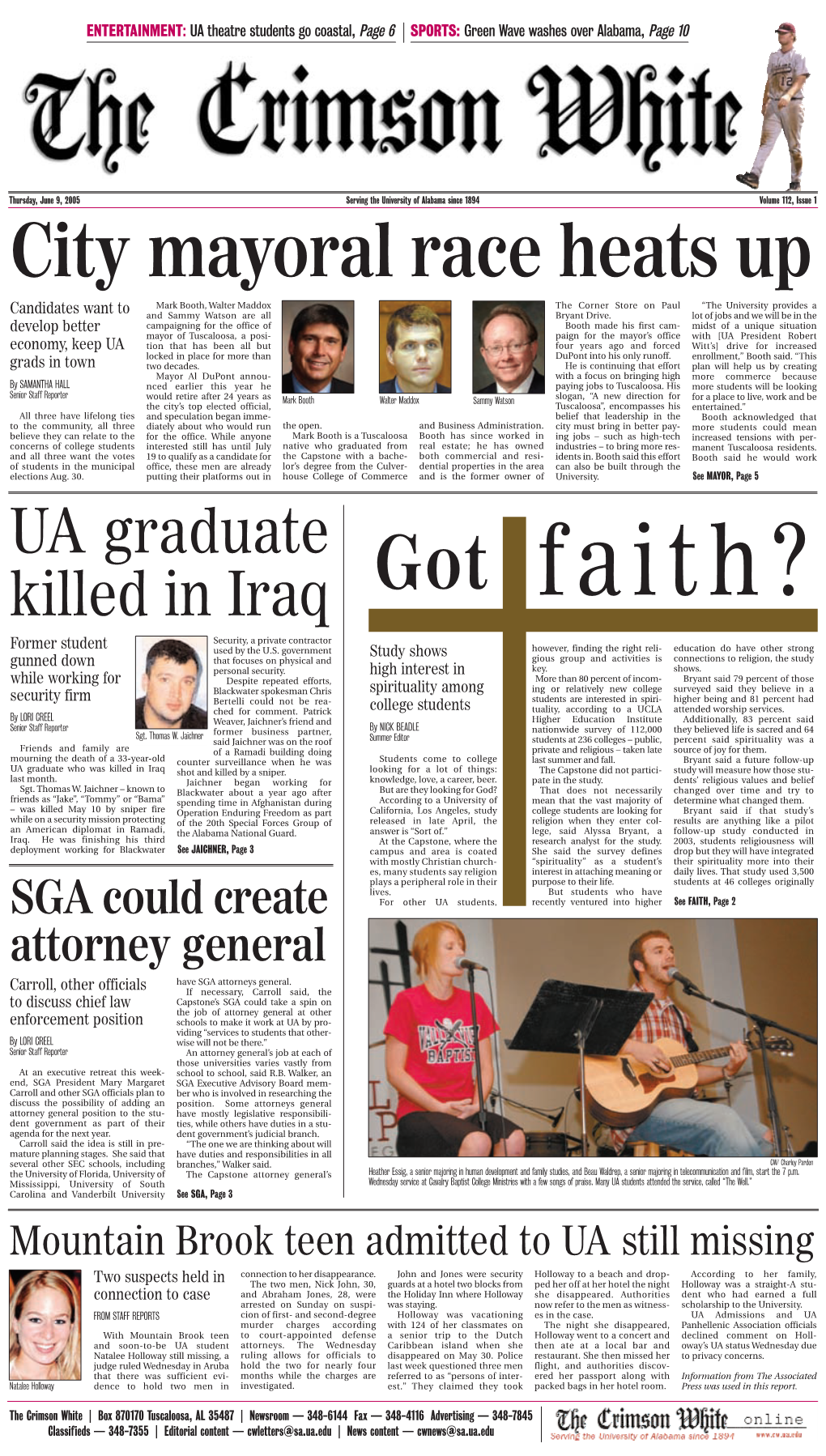 UA Graduate Killed in Iraq Got Faith? Former Student Security, a Private Contractor Used by the U.S