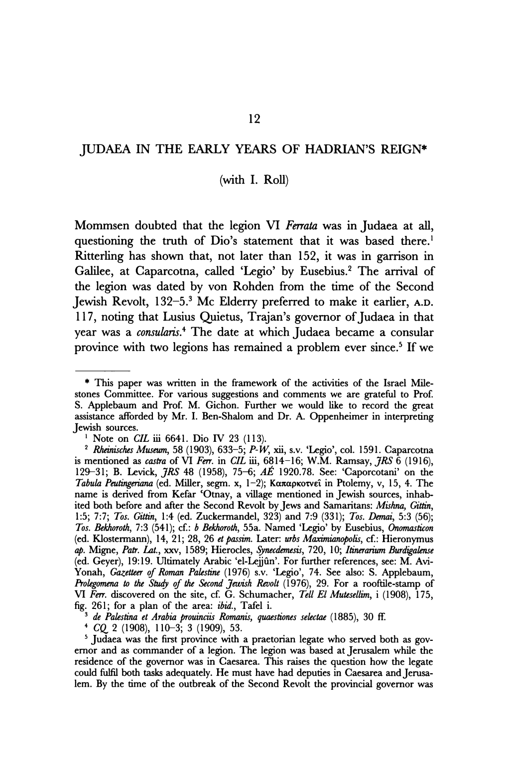 12 Judaea in the Early Years of Hadrian's Reign