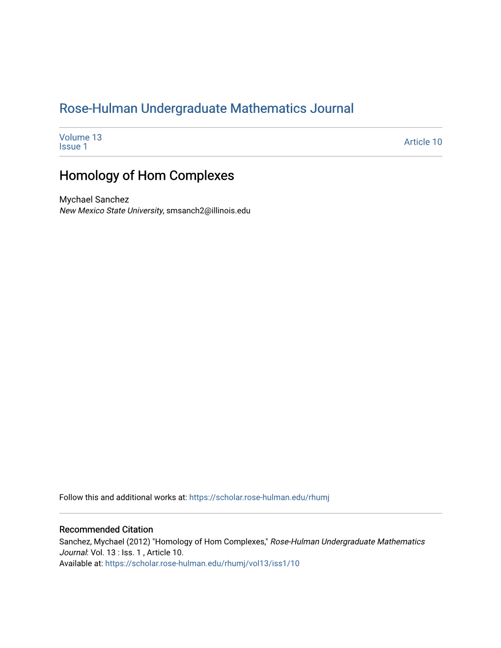 Homology of Hom Complexes