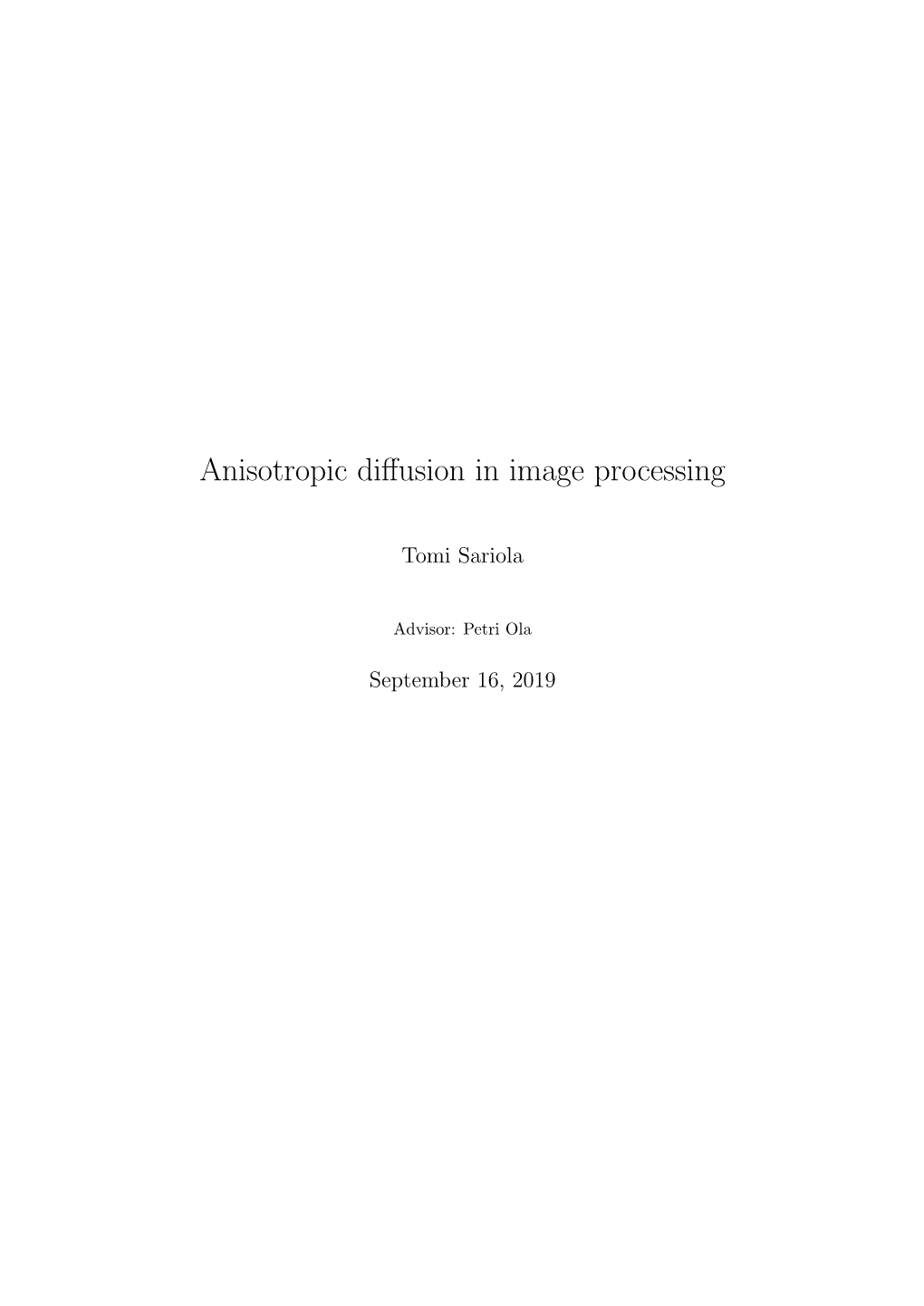 Anisotropic Diffusion in Image Processing