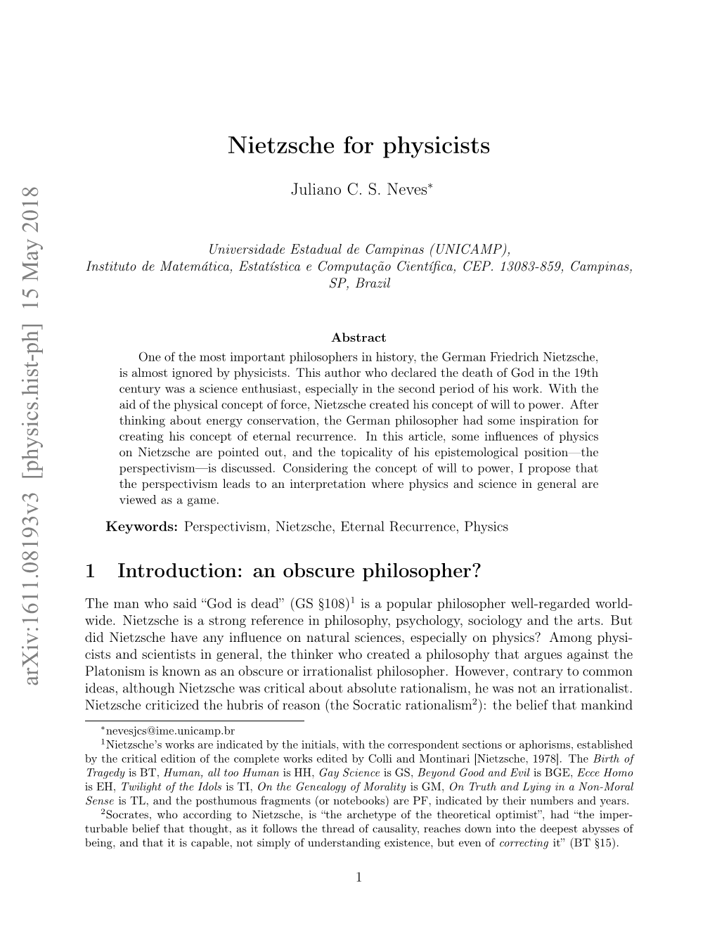 Nietzsche for Physicists