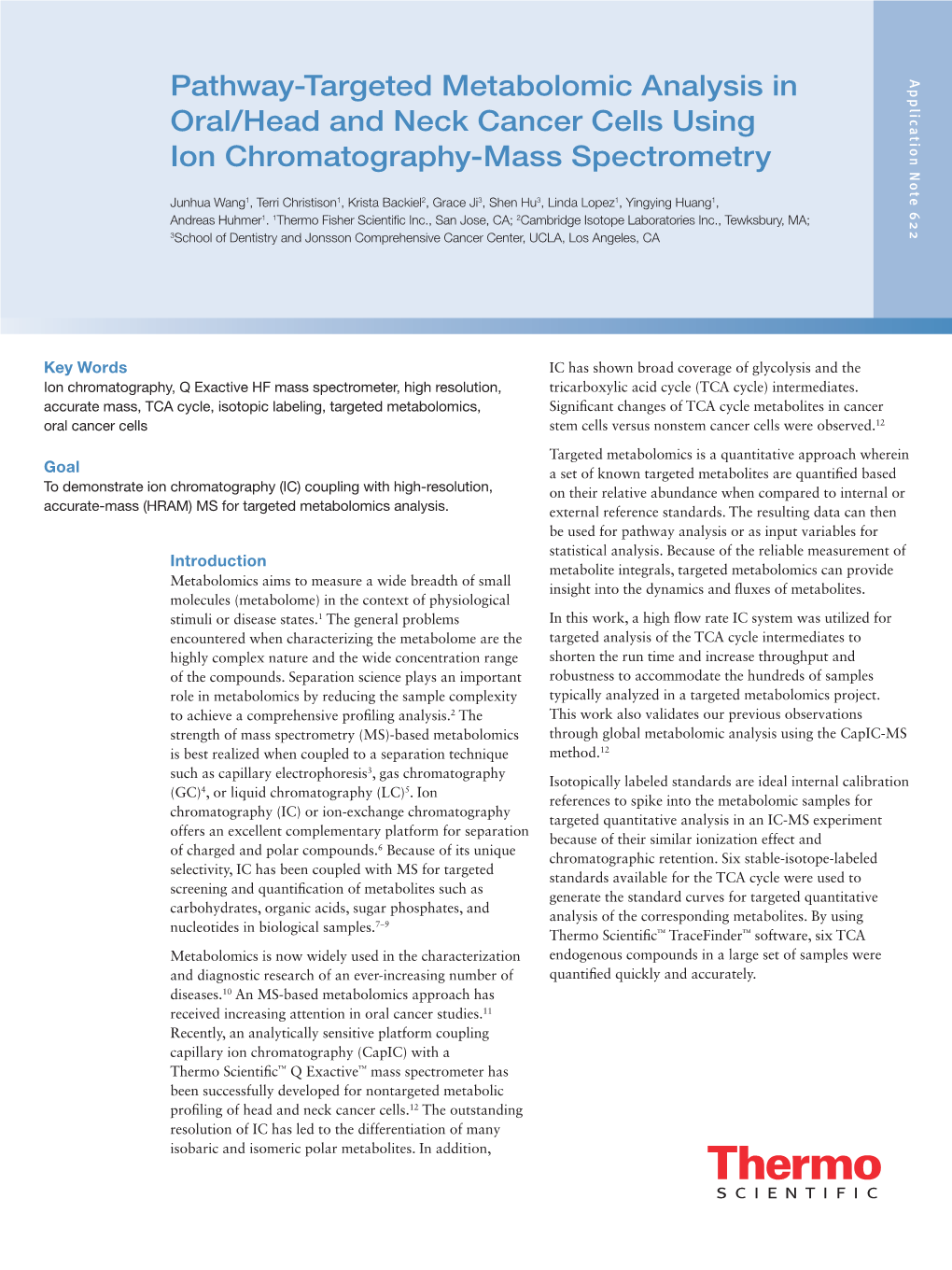 Pathway-Targeted Metabolomic Analysis in Oral/Head and Neck Cancer Cells Using Ion Chromatography-Mass Spectrometry