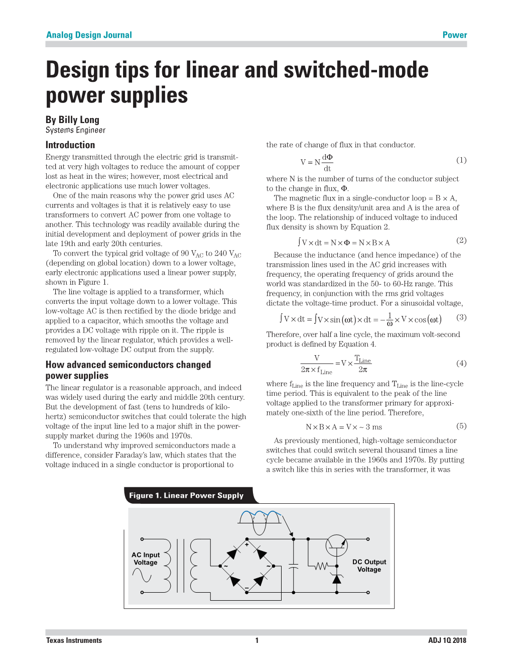 Design Tips for Linear and Switched‐Mode Power Supplies