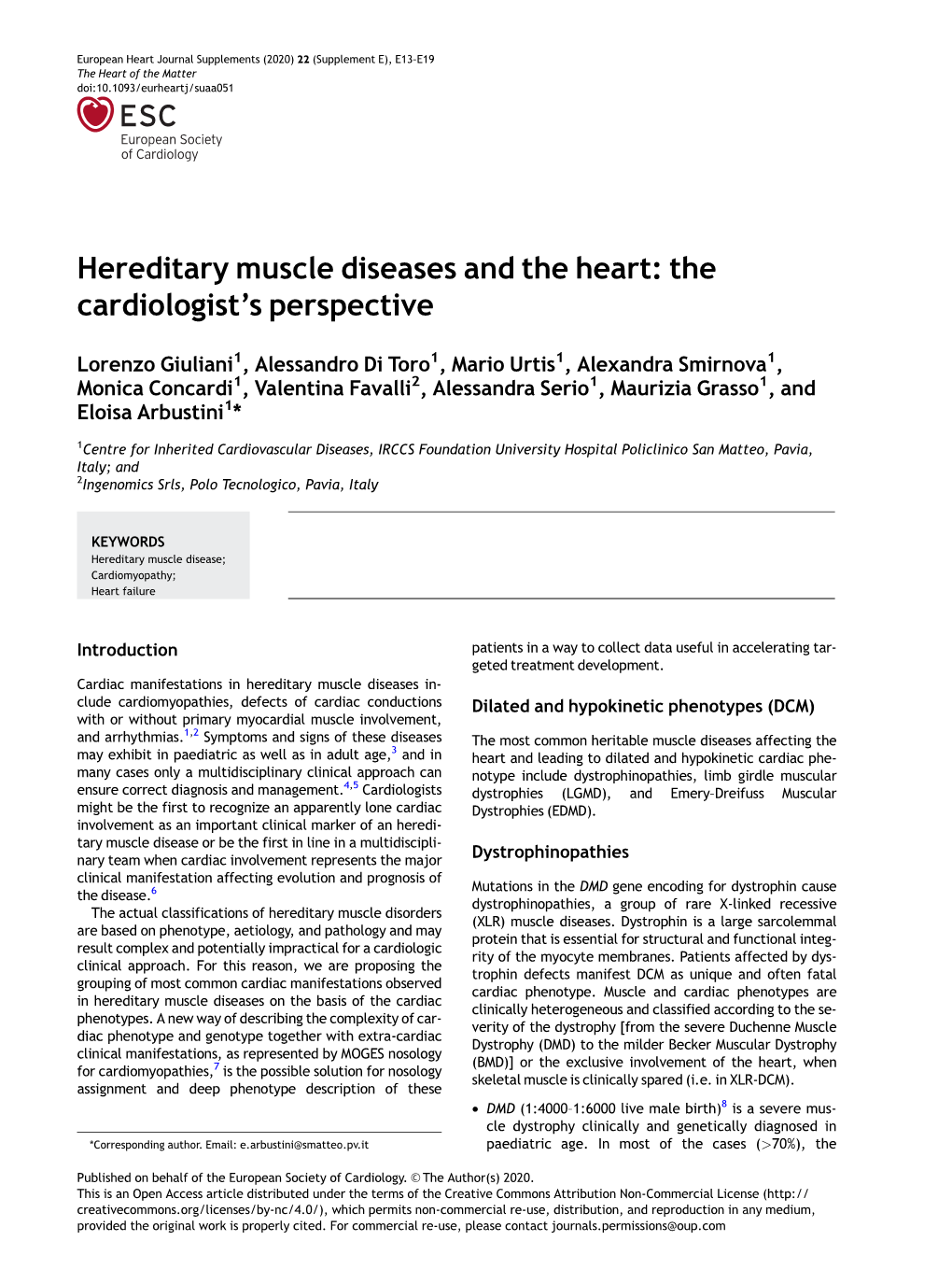 Hereditary Muscle Diseases and the Heart: the Cardiologist's Perspective