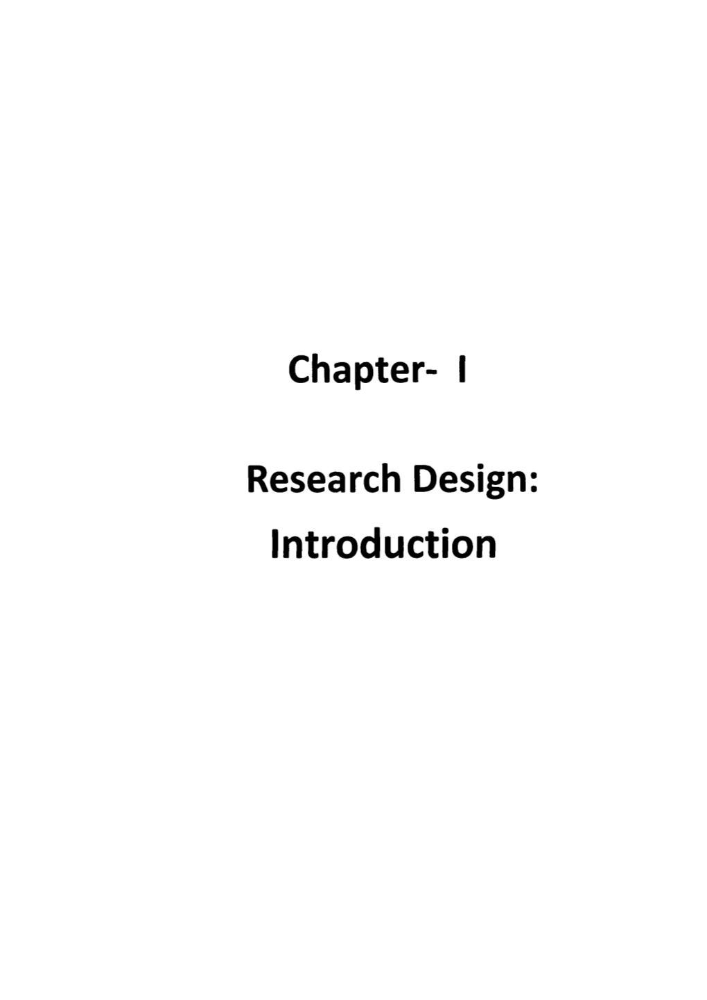 Chapter- I Research Design: Introduction