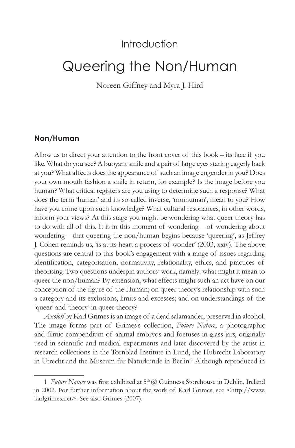 Introduction Queering the Non Human by Noreen Giffney