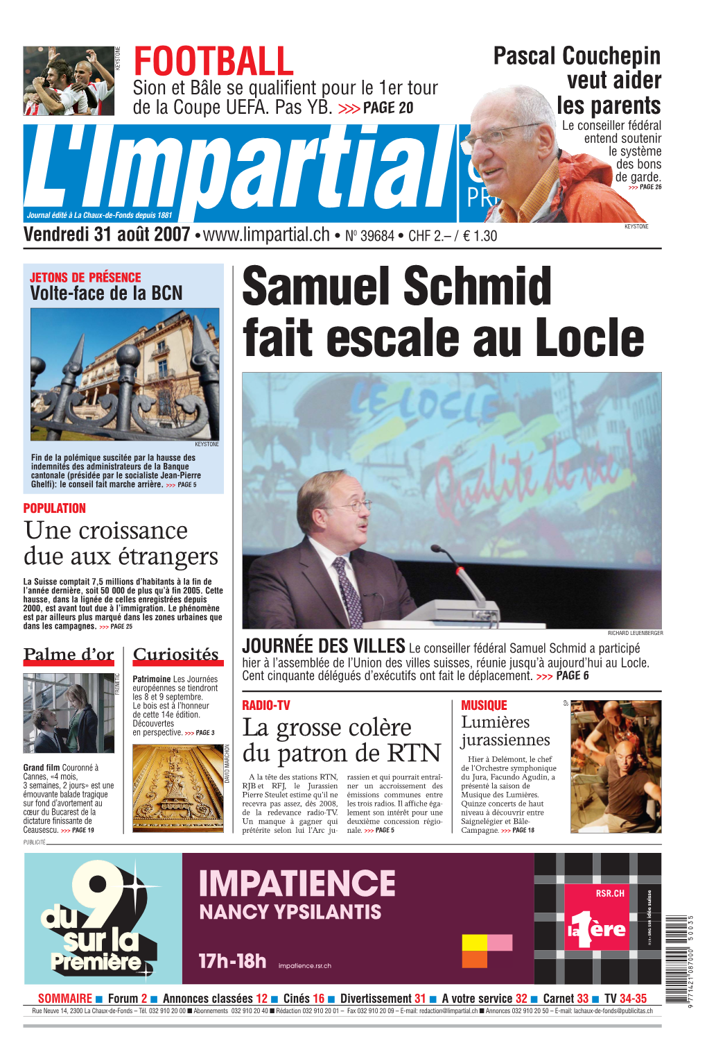 Samuel Schmid Fait Escale Au Locle