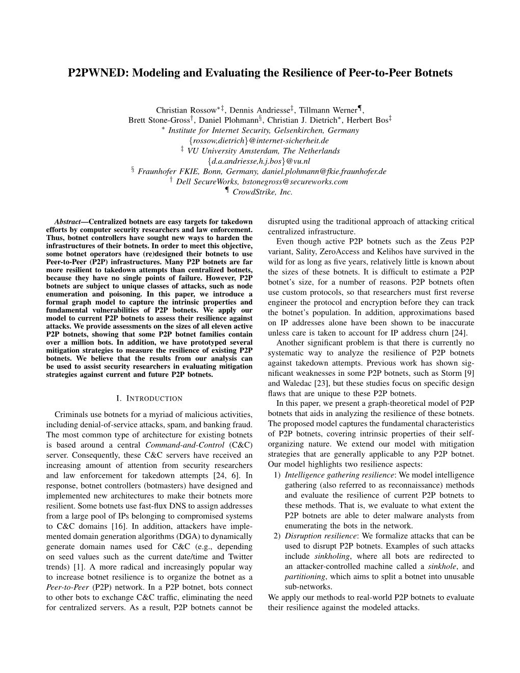 Modeling and Evaluating the Resilience of Peer-To-Peer Botnets