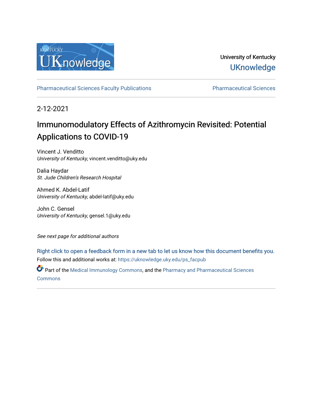 Immunomodulatory Effects of Azithromycin Revisited: Potential Applications to COVID-19