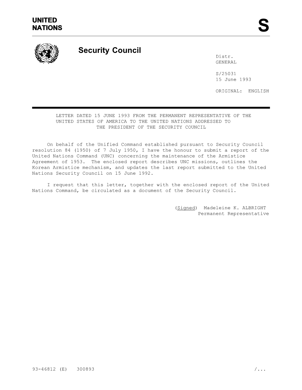 Security Council Distr