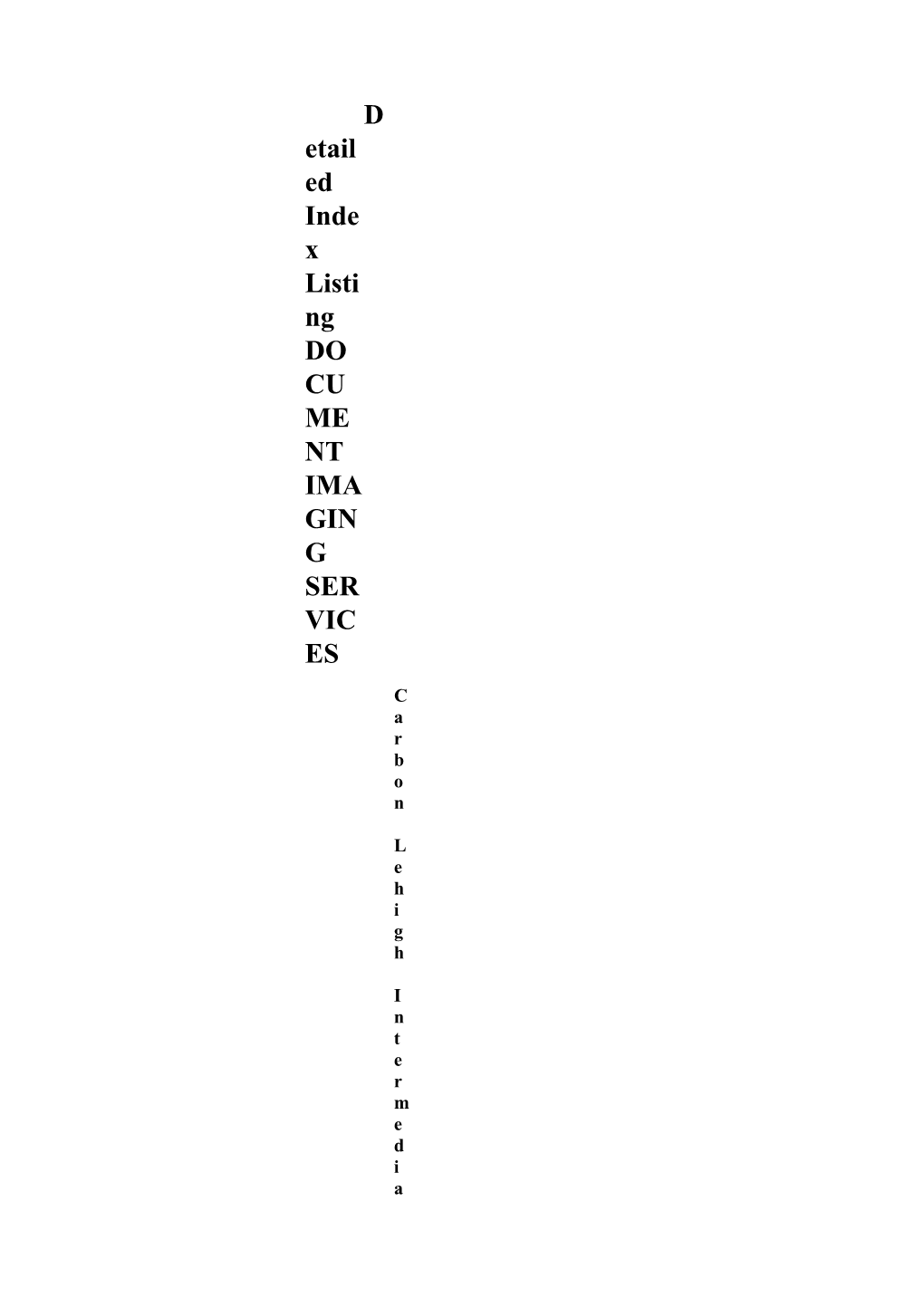 Detailed Index Form 11 X 17