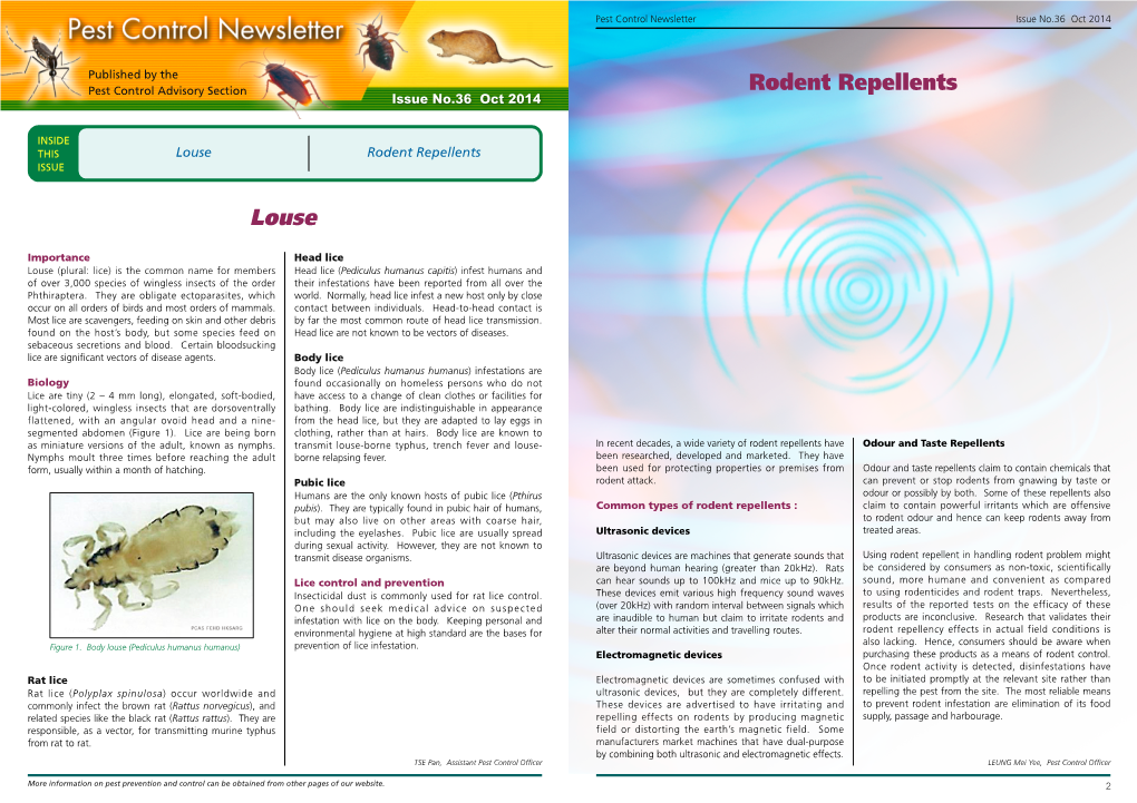 Louse Rodent Repellents ISSUE