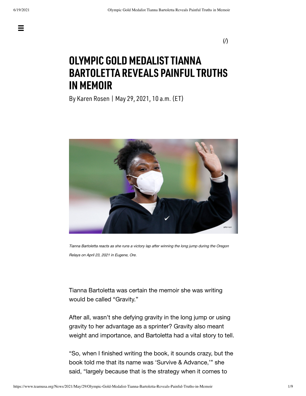 Olympic Gold Medalist Tianna Bartoletta Reveals Painful Truths in Memoir