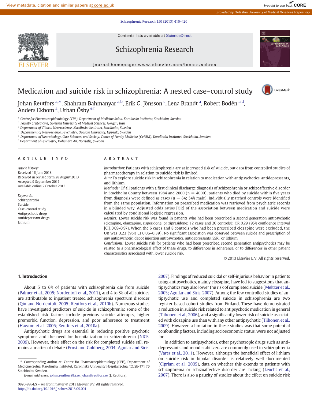 A Nested Case–Control Study