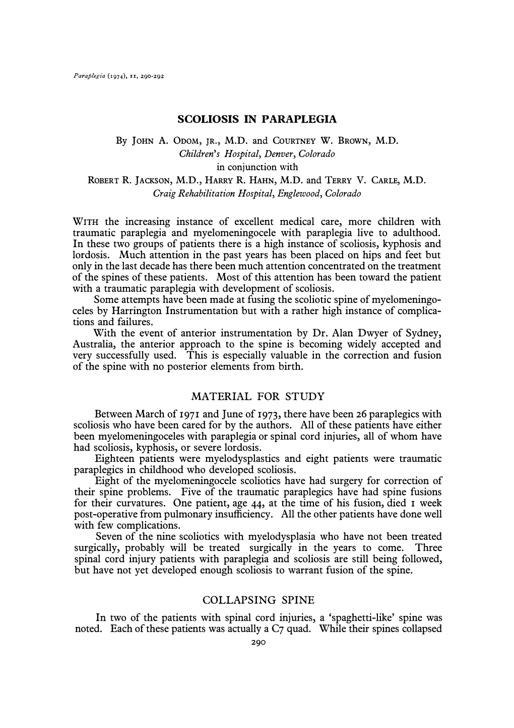 Scoliosis in Paraplegia