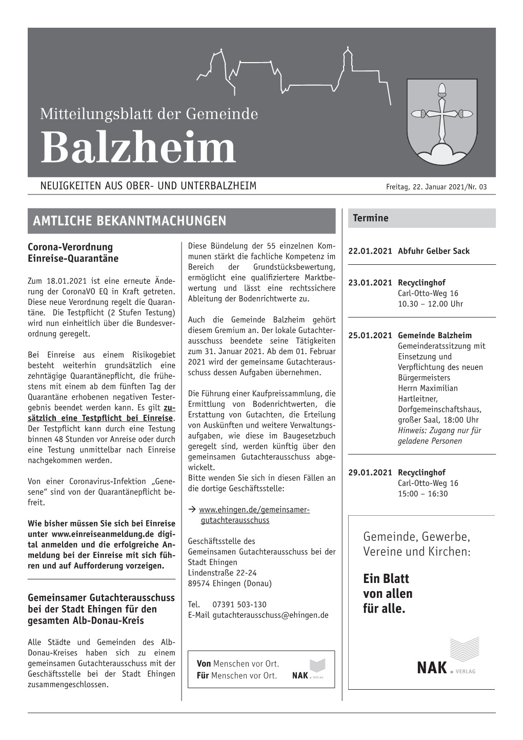 Mitteilungsblatt KW 03/21