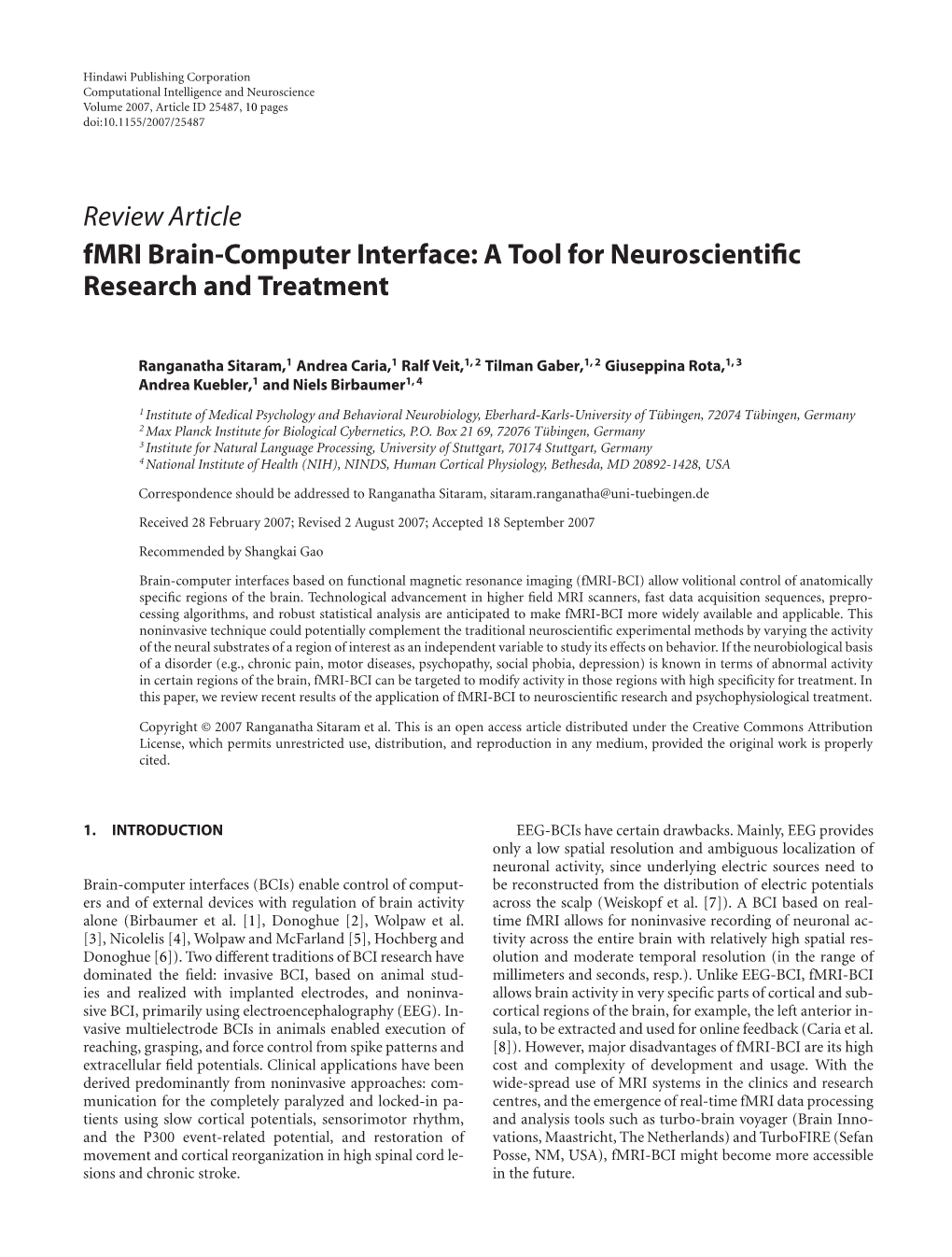 Fmri Brain-Computer Interface: a Tool for Neuroscientific Research And