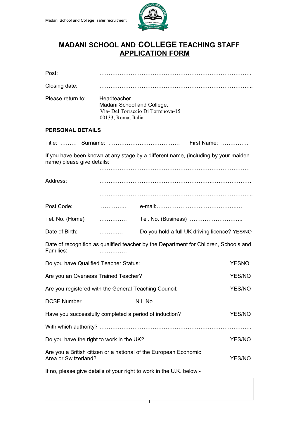 Wilson S School Application Form