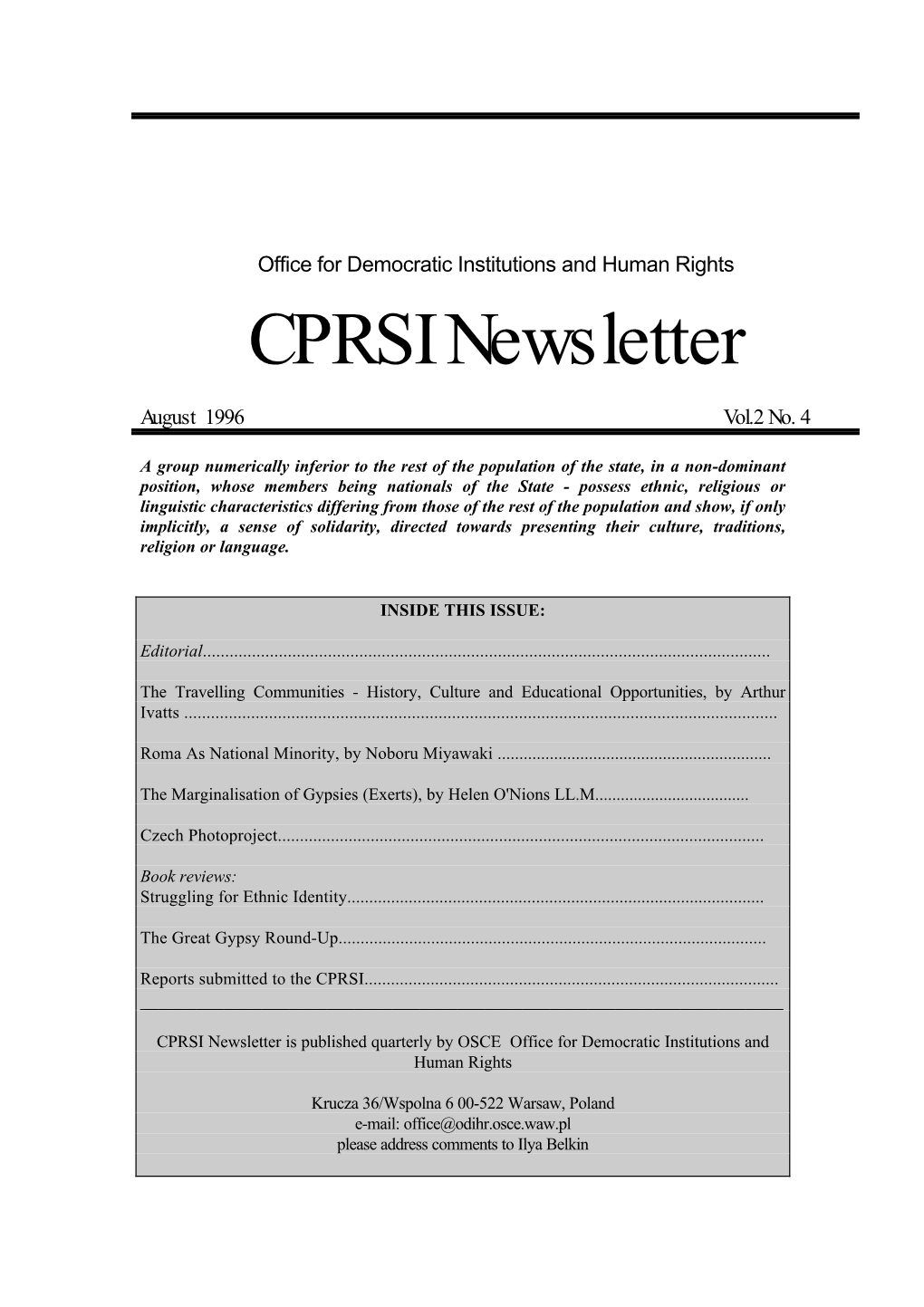 CPRSI Newsletter
