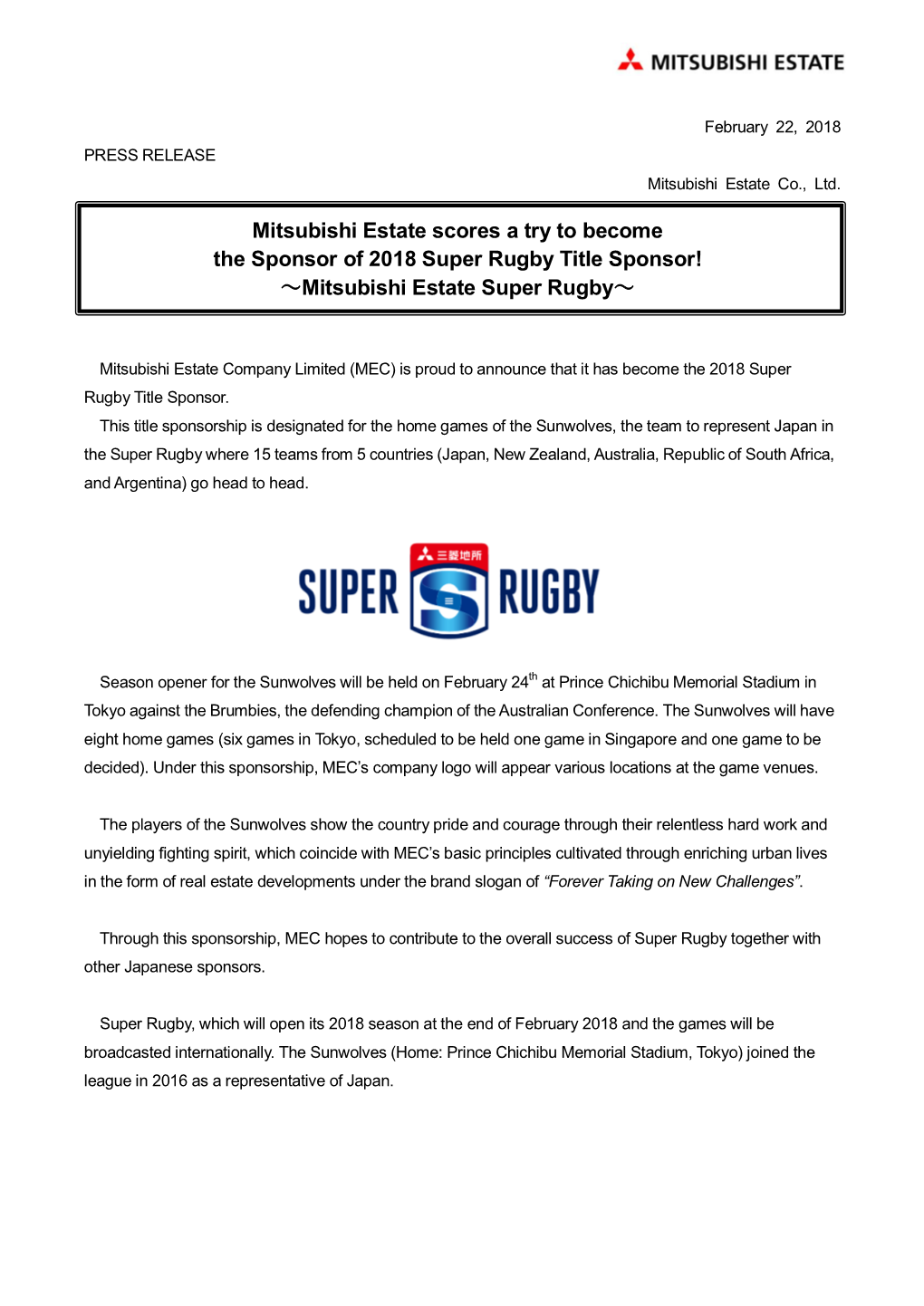 Mitsubishi Estate Super Rugby