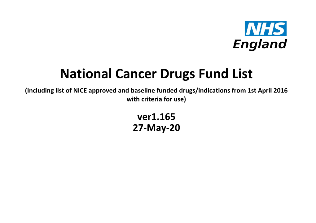 National Cancer Drugs Fund List