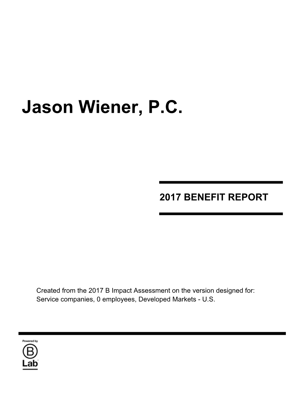 B Impact Assessment on the Version Designed For: Service Companies, 0 Employees, Developed Markets - U.S