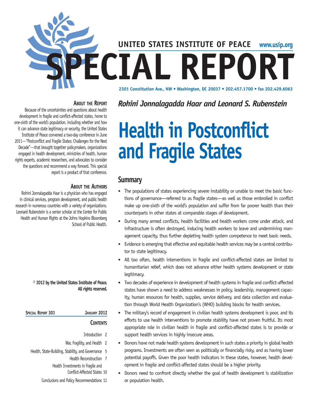 Health in Postconflict and Fragile States