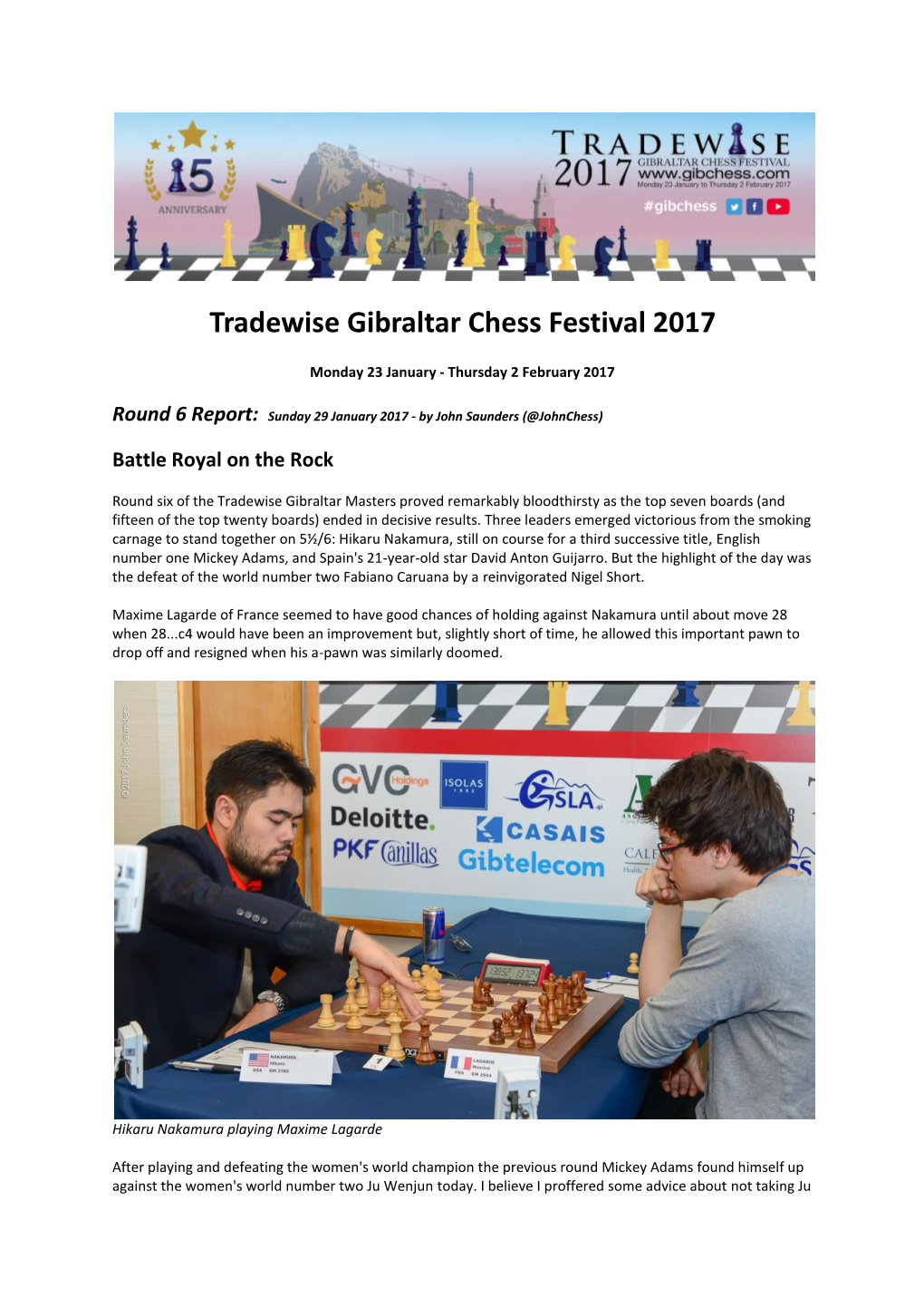 Tradewise Gibraltar Chess Festival 2017