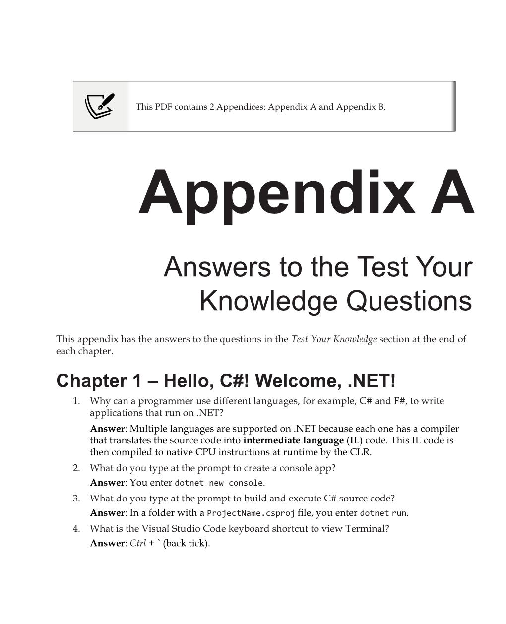 Appendix a and Appendix B