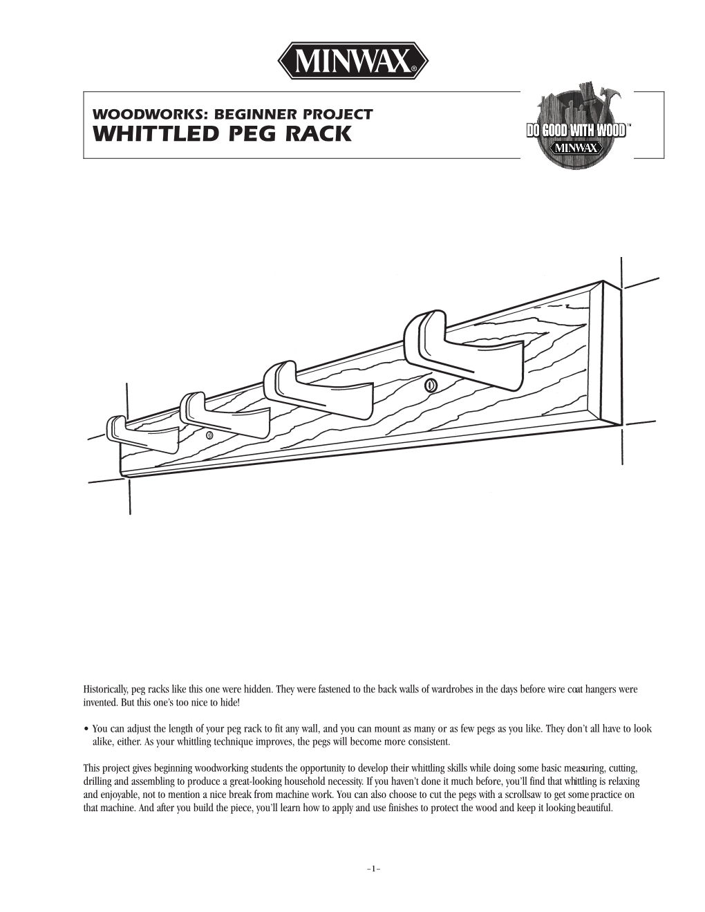 Beginner Project Whittled Peg Rack