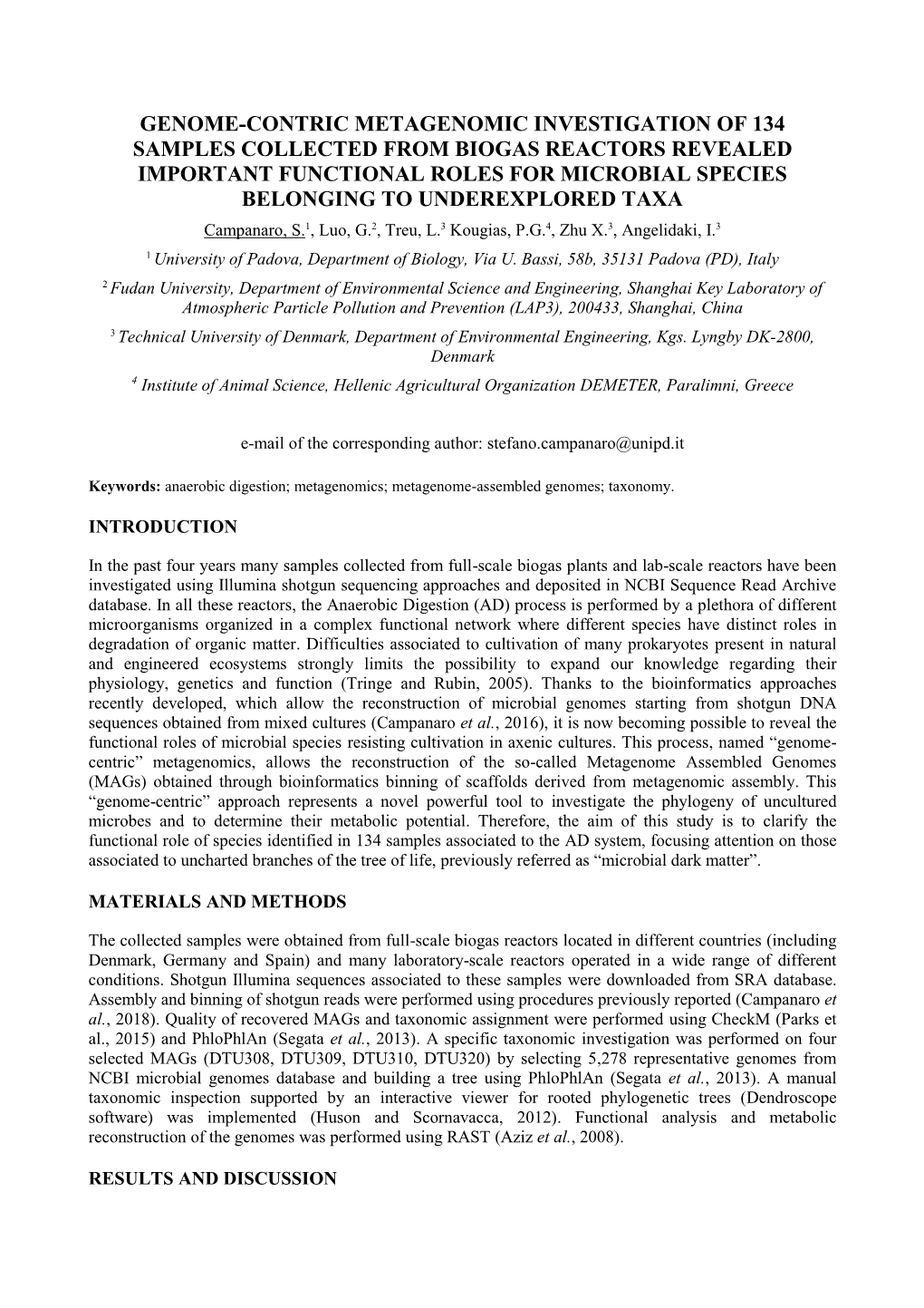 Genome-Contric Metagenomic Investigation of 134 Samples