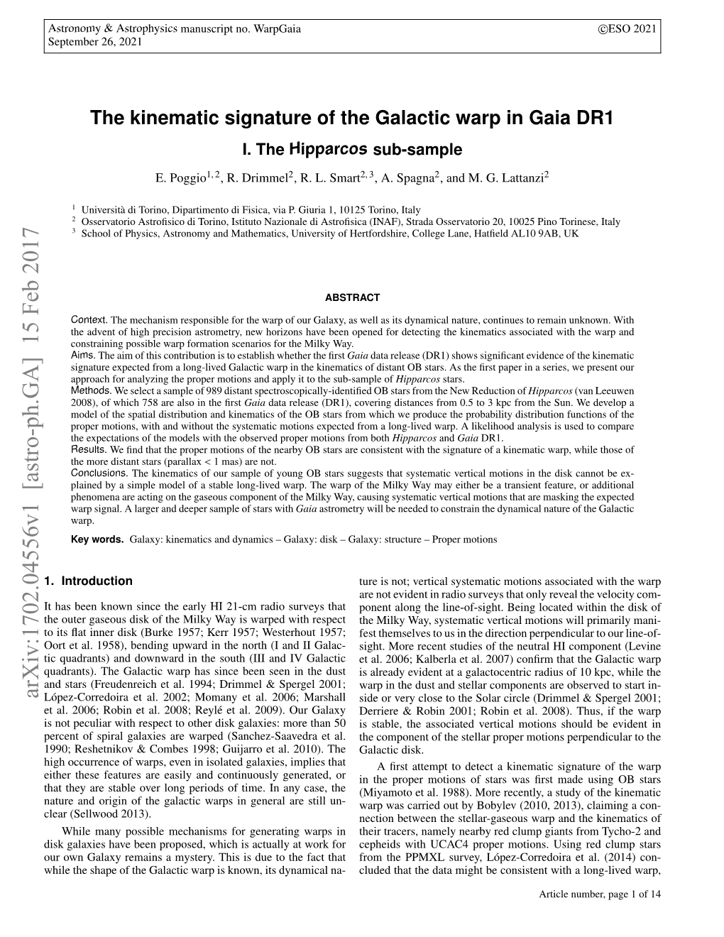 The Kinematic Signature of the Galactic Warp in Gaia DR1-I. the Hipparcos Subsample