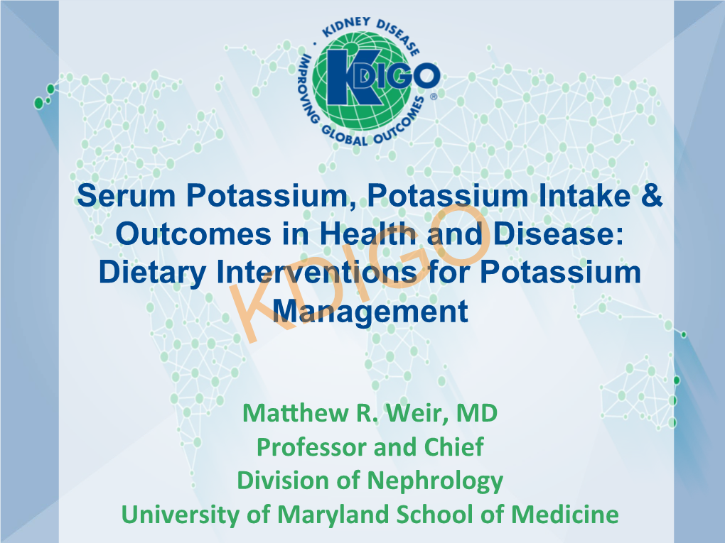 Dietary Interventions for Potassium Management