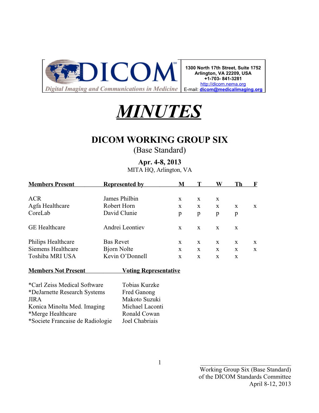 Dicom Working Group Six