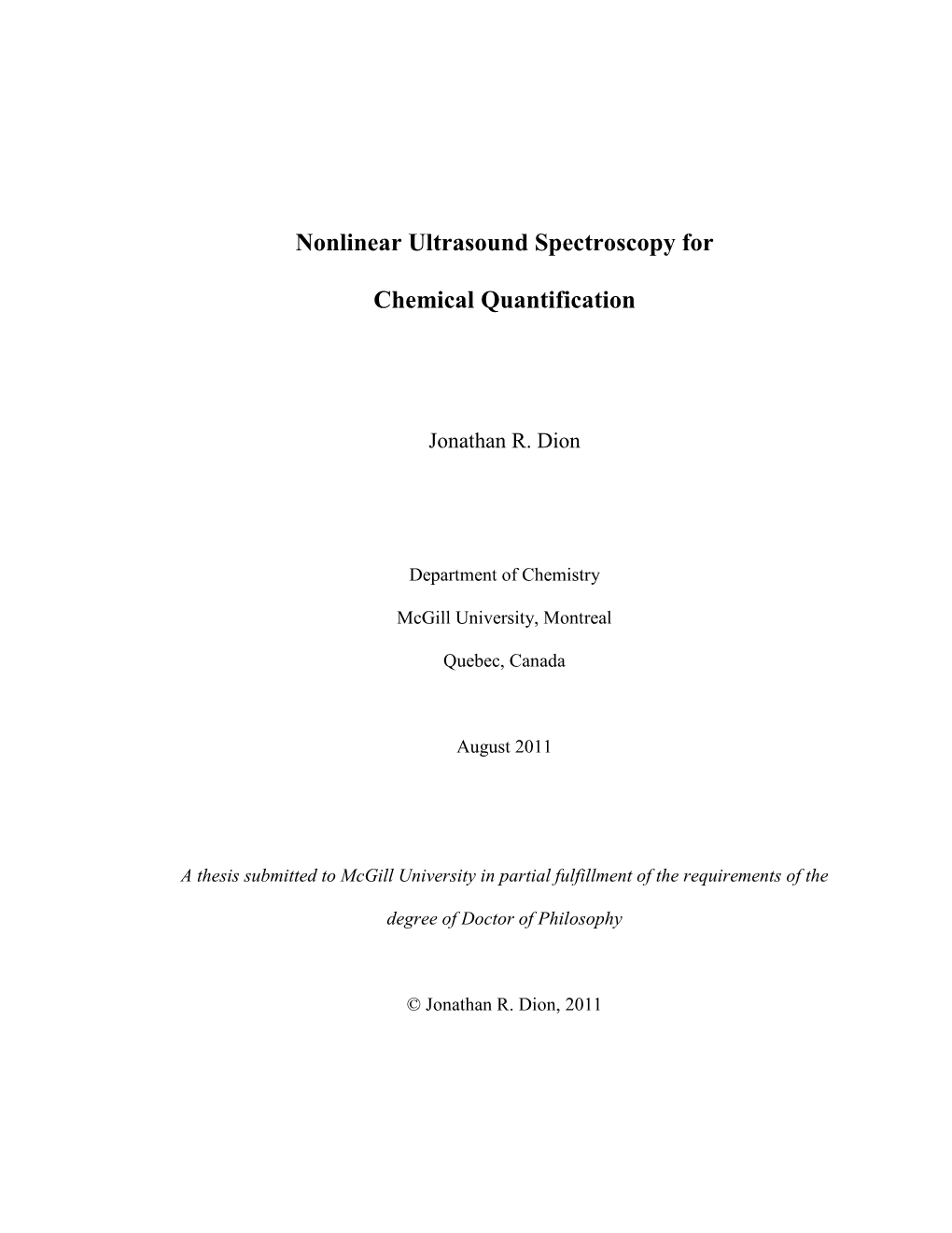 Nonlinear Ultrasound Spectroscopy for Chemical Quantification