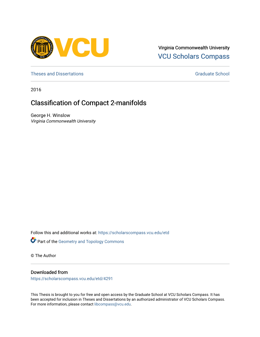 Classification of Compact 2-Manifolds